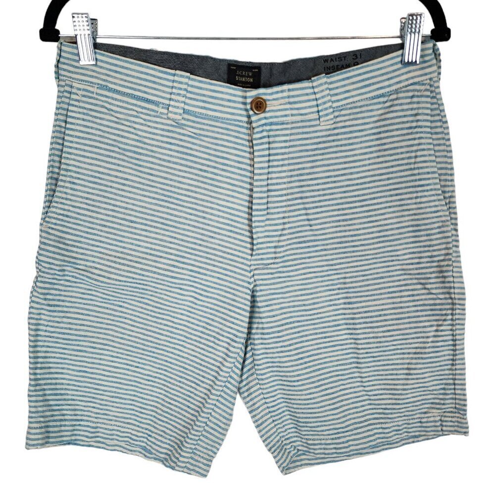 J. Crew‎ Men's Stanton Striped Linen Blend Boat Shorts Preppy Summer Coastal 31